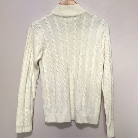 EVAN Picone cream cable knit mock neck sweater size Large - Picture 4 of 8